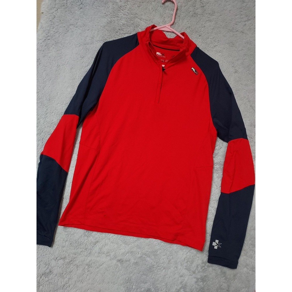 RLX Ralph Lauren Pullover Men Small Lightweight Quarter Zip Red Blue Performance